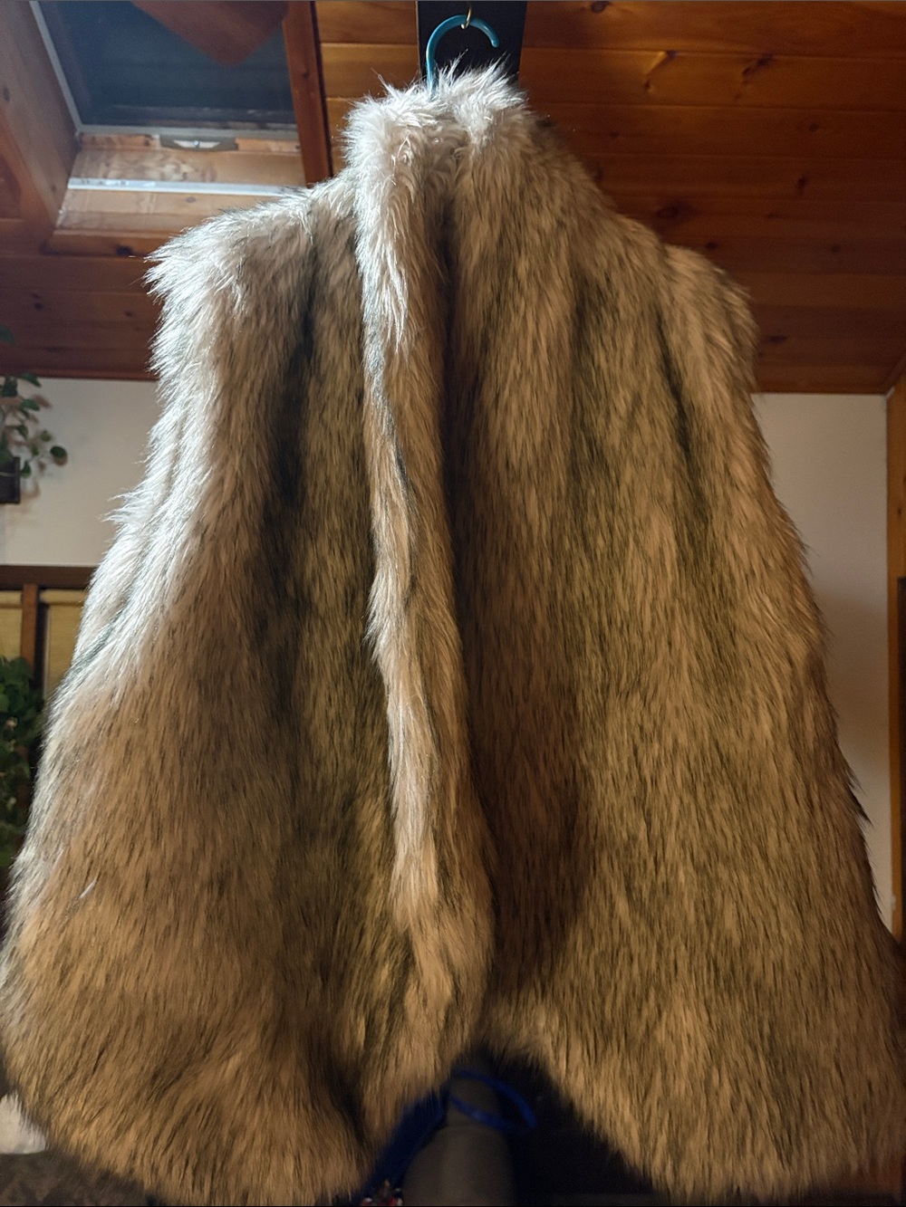 Lisa International Faux Fur Vest in Taupe Brown